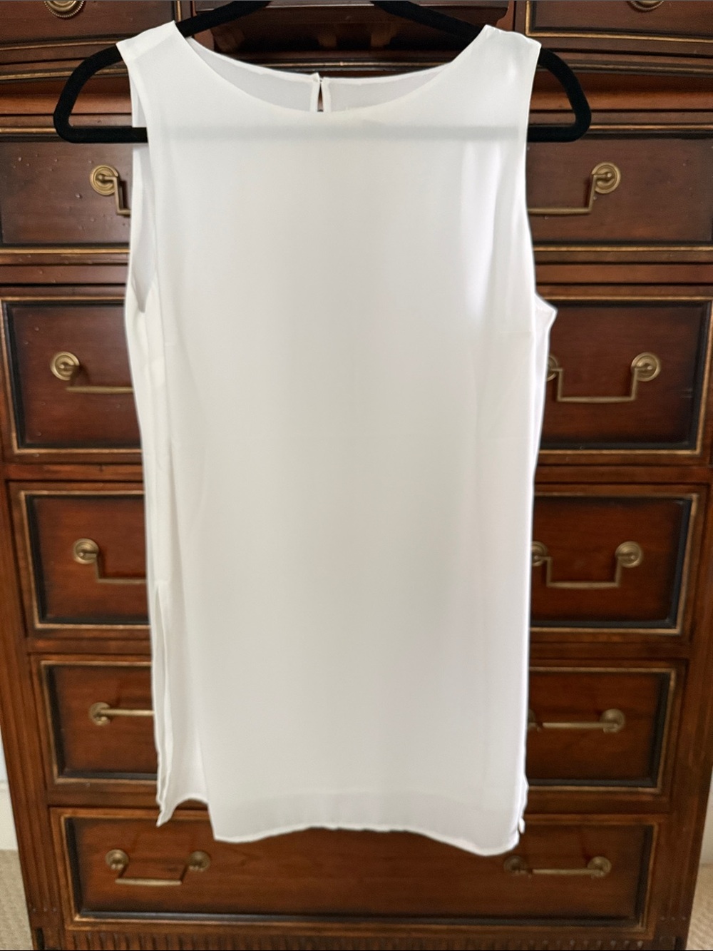 Sleeveless sheer White Women's Shift Top NEW